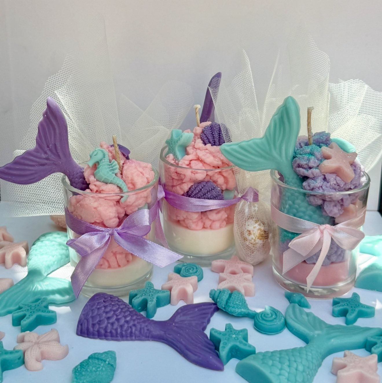 Μπομπονιέρα Γυάλινο Ποτήρι με Ουρά Γοργόνας & Στοιχεία Θάλασσας