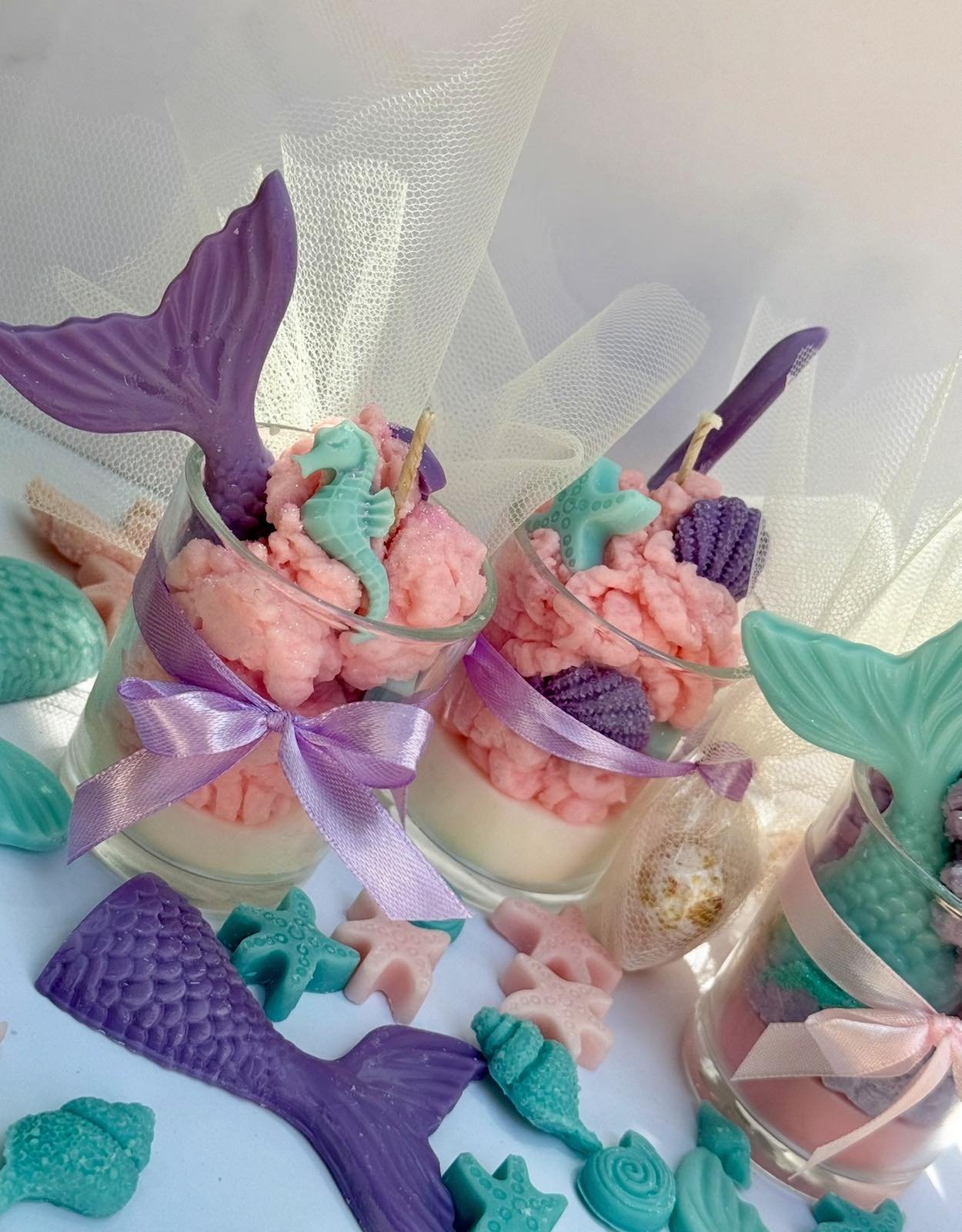 Μπομπονιέρα Γυάλινο Ποτήρι με Ουρά Γοργόνας & Στοιχεία Θάλασσας