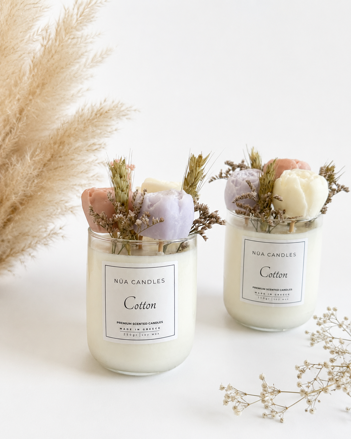 Cotton 2 in 1 – Αρωματικό Κερί Σόγιας & Wax Melts Λουλουδιών