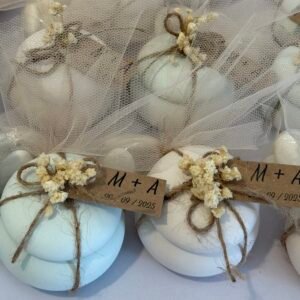 Μπιζουτιέρα macaron με φυτικό κερί σόγιας κ εξατομικευμένο καρτελάκι
