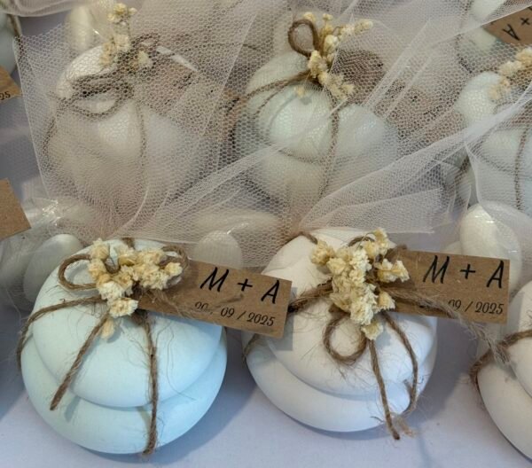 Μπιζουτιέρα macaron με φυτικό κερί σόγιας κ εξατομικευμένο καρτελάκι