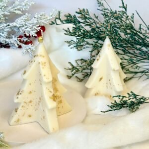 Χριστουγεννιάτικο κερί Δέντρο Έλατο minimal με φύλλα χρυσού