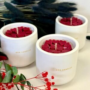 Πορσελάνινο Κερί Σόγιας με Καρδιές – Ποτήρι Αγάπης 200gr