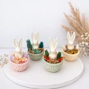 Λαγουδάκι από Κερί Σόγιας σε Πορσελάνινο Καλαθάκι