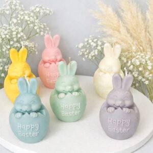 Διακοσμητικό Κερί Σόγιας Λαγουδάκι σε Αυγό “Happy Easter”