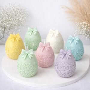 Αυγό με Φιόγκο και Ανάγλυφο Σχέδιο -Διακοσμητικό Κερί Σόγιας