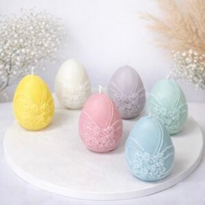 Αυγό με Ανάγλυφα Τριαντάφυλλα -Διακοσμητικό Κερί Σόγιας