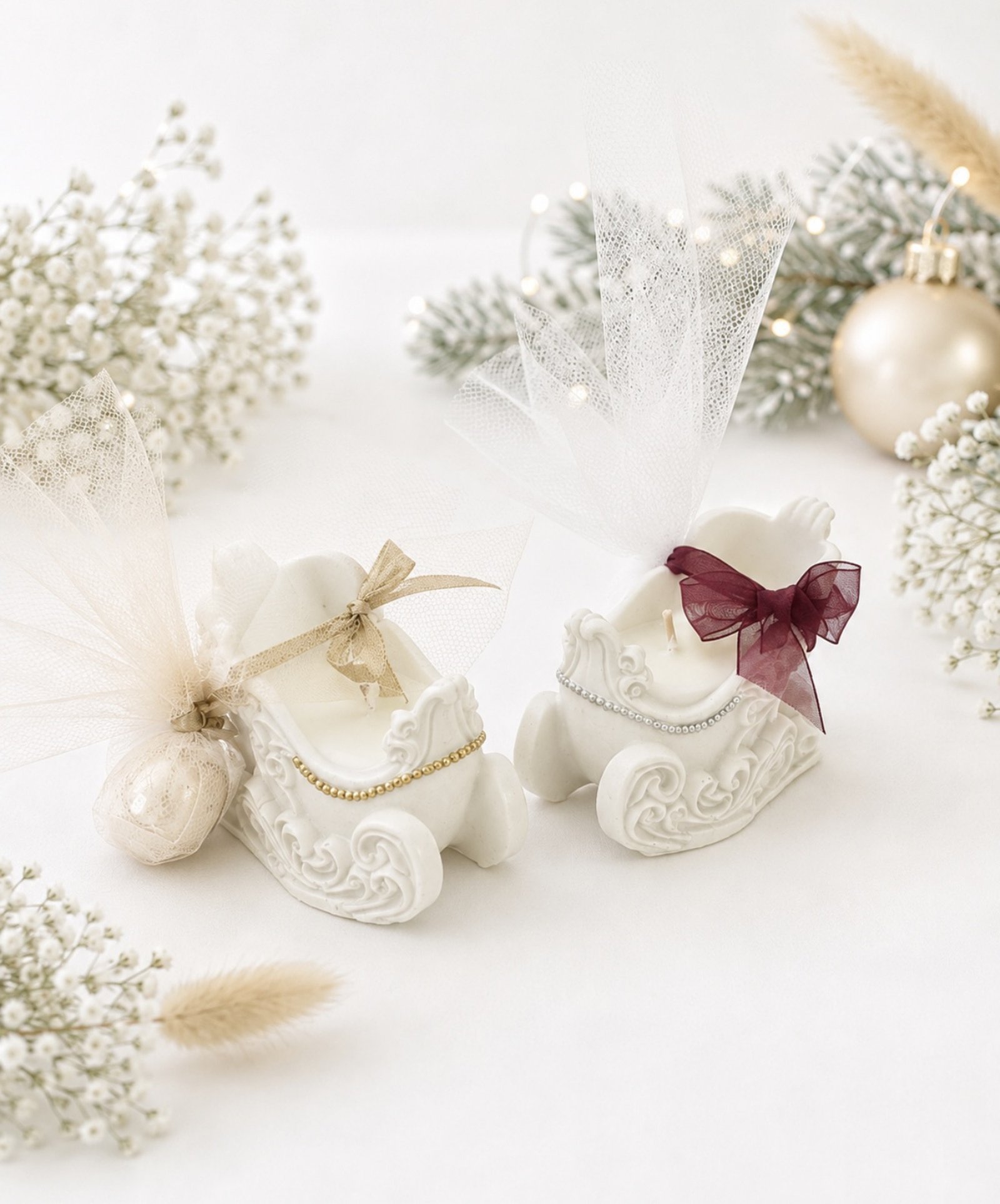 Χριστουγεννιάτικη Μπομπονιέρα Έλκηθρο με Αρωματικό Κερί Σόγιας